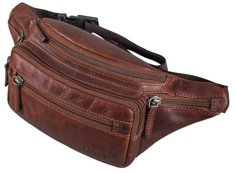 STILORD 'Zion' Vintage Gürteltasche Echtleder als Bauchtasche Umhängetasche oder Brusttasche Cross-Body Bag Hüfttasche Männer Damen Handy Festival Leder, Farbe:Florida - braun