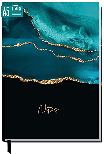 Notizbuch A5 liniert Shiny Teal von Trendstuff by Häfft - 124 Seiten, 62 Blatt - ideal als Tagebuch, Bullet Journal, Ideenbuch, Schreibheft - nachhaltig & klimafreundlich