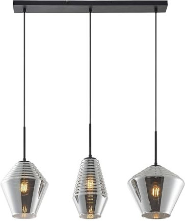 Lindby Pendelleuchte Ekkis (Retro, Vintage Antik) in Alu aus Glas (3 flammig E27) - Hängelampe Esstischlampe Hängeleuchte Wohnzimmerleuchte