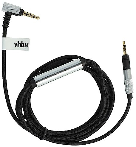 vhbw Audio AUX Kabel kompatibel mit Bose SoundLink OE2, OE2i, On-Ear 2 Kopfhörer - Audiokabel 3,5 mm Klinkenstecker, 150 cm, Schwarz, Silber