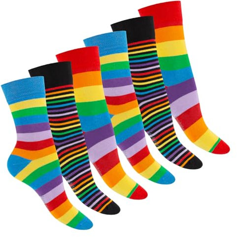 Footstar 6 paia di calzini a righe da uomo e da donna, Fun, 35-38