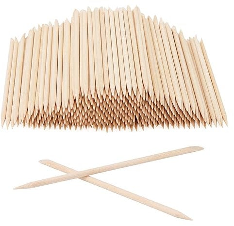MANCHAP 1000 PCS Wood Orange Nail Sticks, Double End Nail Cuticle Sticks, Natural Wooden Manicure Sticks Cuticle Pusher for Nails, Pedicure, 11.5cm