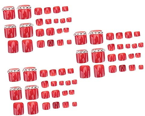 minkissy 6sets False Nails Natural Fake Toenails Full Cover Press Nails for Women Non-toxic No Odor Comfort Fit