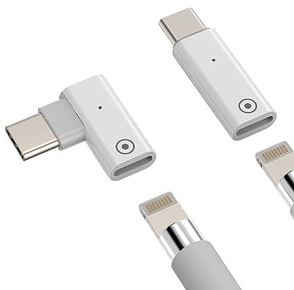 Adaptador Apple Pencil cargador accesorios (lote de 2) iPencil 1ere Generation USB C Macho a Lightning Hembra Carga Adaptador Certificado MFI 1 Generación Stylus Pen Tipo Convertidor para iPad Pro