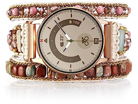 Wingoden Beaded 20 mm Watch Band Compatibile con Samsung Galaxy Watch 4/5/6 Band/Active 2 Bands 40 mm 44 mm/Watch 3 41 mm 42 mm 46 mm, Boho Watch Cinturino da uomo Smart Watch Band for Women, S size,