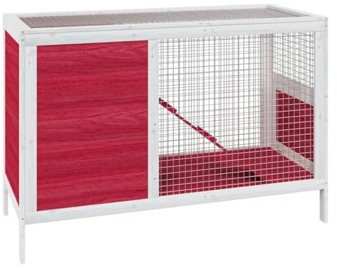 vidaXL Kaninchenstall Rot 103x44x69,5 cm Massivholz Kiefer