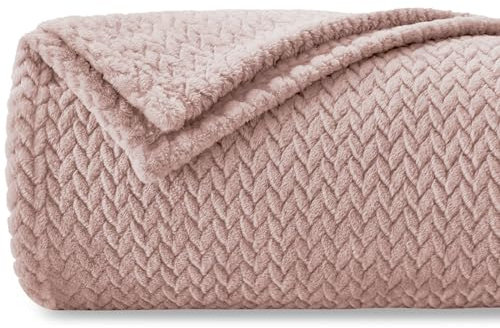 Homebliss Coperta Plaid Pile, Coperta Singolo 150 x 200 cm - Coperta Flanella 280GSM Oeko-TEX®, Caldo Morbida e Leggera, Per letto, Divano, Viaggi, Campeggio - Rosa