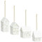 Set of 4 Small White Scandi Snow Ceramic Houses Baubles Tree Hanging Christmas Decor Gift