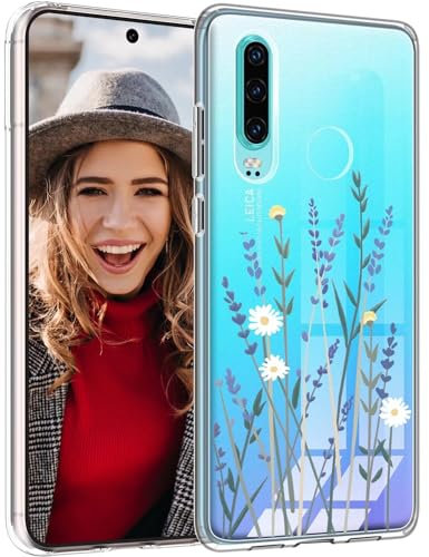 POUHYE Hülle für Huawei P30 Lite Handyhülle, Klare Flexible Silikon Stoßfest Cover, 1,5 mm Dicke Stoßdämpfung Huawei P30 Lite Schutzhülle [Nicht-Vergilbung] [Anti Slip] [Anti Scratch] Lavendel