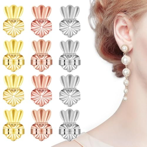 XBFOCNH 6 Paar Ohrringheber Magische Einstellbare Ohrring lifter Ohrmuschelheber Hypoallergen Earring Lifters Ohrringaufzüge für Earring Backs Ohrläppchen Heber Damen Ohrring-Verschlüsse Lifters
