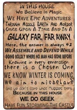 Magisches Metall-Blechschild mit Aufschrift In This House We Do Geek, Dekoration, Vintage-Poster, Wanddekoration, Kunst, lustige Blechschilder für Zuhause, Büro, Bar, Männerhöhle, Hinterhof, Garage,