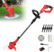 Weed remover tool electric,3-in-1 Electric Cordless Grass Strimmer,Cordless Grass Trimmer with weed brush,for Garden Cleaning Weeds Flowers Trees red