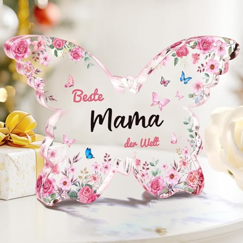 Eletorot Weihnachtsgeschenke für Mama, Geschenke für Mama Schmetterling Acryl Dekoschild, Geburtstagsgeschenk Geschenkidee zum Besten Mama