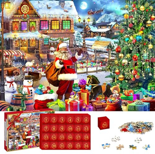 Jigsaw Advent Calendar 2024,Over Jigsaw Puzzles for Adults 1000 For Boy Girl 24 Day Countdown Toys,Christmas Santa Advent Calendar Christmas Decorations (Santa Claus)
