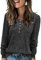 Famulily Women Button Front Crew Neck Jumpers Long Sleeve Ladies Casual Knit Pullover Tops (M, Dark Grey)