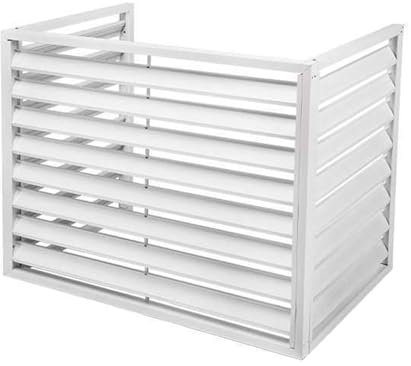 Aluminum Air Conditioner and Heat Pump Cover, 3 Panels Mini Split Air Conditioner Fence Screen for Outside Units, Noise Reduction AC Unit Cover,100x70x50cm, White