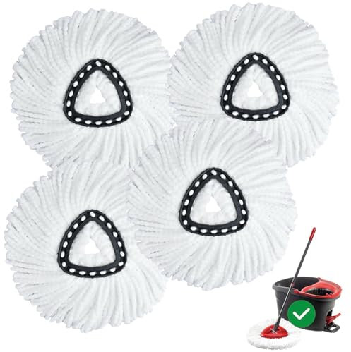 Confezione Da 4 Testine Di Ricambio Per Vileda Mocio Rotante, Ricariche Per Mocio In Microfibra Compatibili Con Mocio a Rotazione Triangolare, Per La Pulizia Del Pavimento