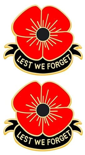 2 Pcs Poppy Badges and Pins 2025, Poppy Badge, Poppy Pin, Lest We Forget Poppy Brooch, Remembrance Sunday Red Flower Rhinestone Badges Banquet Enamel Poppy Lapel