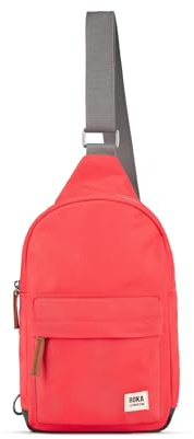 ROKA London Willesden Sling Bag – Lightweight Recycled Nylon Crossbody Bag for Women & Men, Water-Resistant Everyday Shoulder Bag with Secure Zip Pockets & Adjustable Strap (Poppy, S)