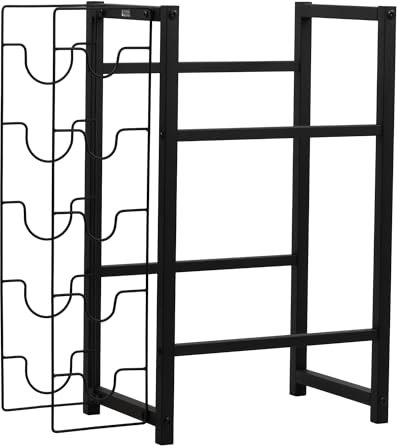 Zelsius Getränkekistenregal mit Weinregal für 5 Weinflaschen und 2 Kisten | 64,5 x 31 x 75,5 cm | Getränkeregal, Kastenhalter, Flaschenkastenregal | Bierkisten Regal | Flaschenregal, Haushaltsregal