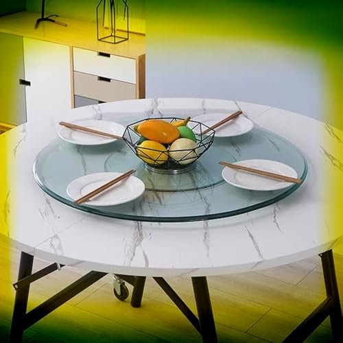 Organizador de mesa giratorio Lazy Susan de vidrio de 28 pulgadas, bandeja giratoria grande para mesa de comedor, plato giratorio resistente para servir para cenas familiares (32 pulgadas (80 cm))