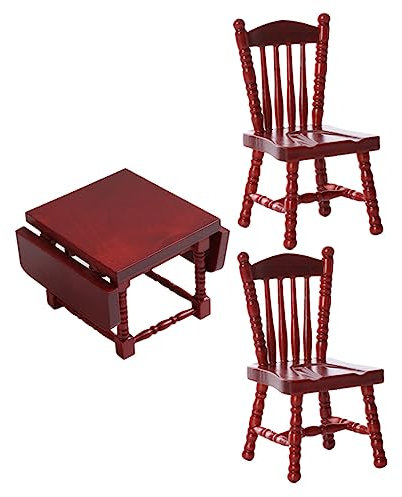 JOINPAYA 1ensemble Meubles Miniatures Table Et Chaises Rouges pour Cuisine De Maison De Poupée Accessoires Raffinés pour Décoration Miniature