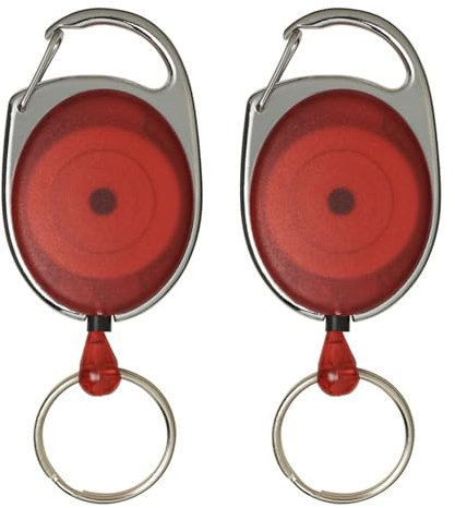 linie zwo ®, 2 Stück ausziehbare Schlüsselanhänger mit Karabiner, Rot