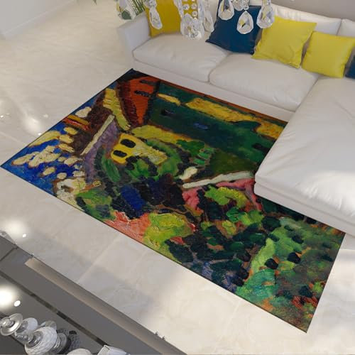 UERWOWELL Bunte Kinderzimmerteppiche Graffiti Haus Dschungel Druck Teppich für Wohnzimmer Schlafzimmer rutschfeste waschbare Fußmatten für Spielzimmer 80x150cm