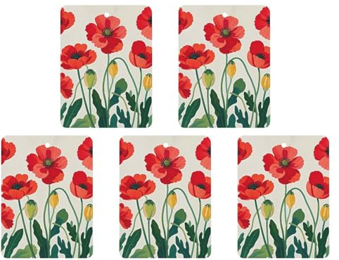 5-pack Car Aromatherapy Tablets Poppy Flowers Printed Air Fresheners Pendant Car Deodorant Decorative Accessories Quickly Eliminate Car Odors