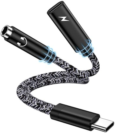 Adaptateur USB C vers Jack 2 en 1, Prise Jack Type C vers AUX 3.5mm Casque Charge Rapide Câble pour Samsung Galaxy S25 Ultra S24 S23 FE S22 S21 A56 A55 5G A54 A53 A36 A35 A34 A16, iPhone 16 15 Pro Max