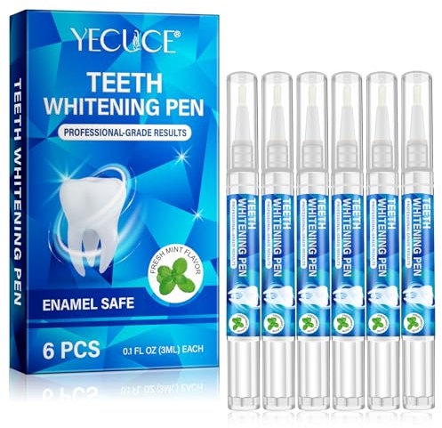 Zahnaufhellung Stift (6 Stück)- Sofort Bleaching für weißere Zähne, Teeth Whitening Pen gegen Kaffee-Tee-Raucher, Zähne aufhellen(Schnellwirkend & Minzaroma)
