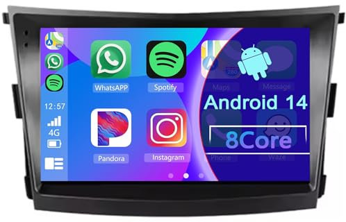 Android 14 Autoradio per SsangYong Tivoli 2015-2019 con Carplay Android Auto, 9 pollici HD TouchScreen Schermo Navigatore con Bluetooth WiFi GPS RDS FM Schermo diviso(1+32GB 4Core)