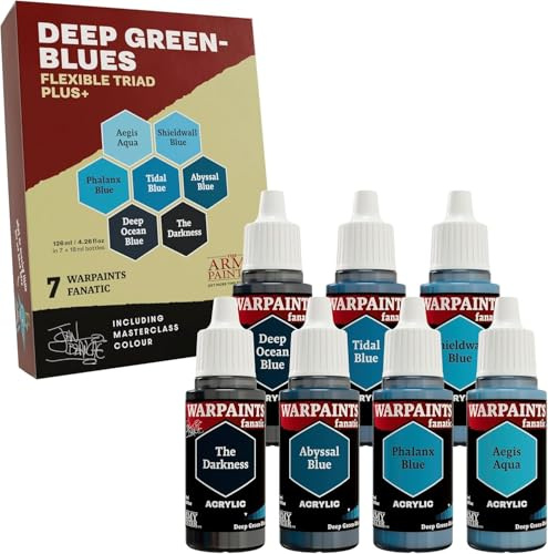 The Army Painter, Warpaints Flexible Triad PLUS+: Deep Green-Blues, 7 x 18 ml acrylic paints - Miniature quality hobby paint for Dungeons and Dragons (DnD) & Warhammer Miniatures