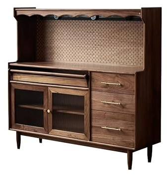 SFANIIX Buffetschrank Schwarzer Nussbaum-Esszimmer-Küchenbar-Seitenschrank, Wohnwand-Aufbewahrungsmöbel, Eingangstisch im japanischen Stil, Hoteldekoration(180x45x140cm)