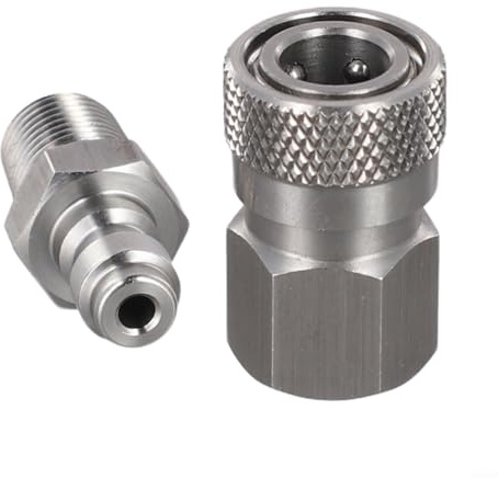 Quick Disconnect Male & Female Set Stainless Steel 8mm 1/8 NPT Thread for Pneumatic Equipment and Air Line Connections
