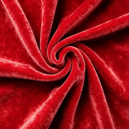 Pannesamt Stoff, 2m x 155cm Pannesamt Stoff, Glänzender Stretch Samt, Stoffe zum Nähen Dekorieren Dekostoff für Vorhänge Gardinen Bühne Kostüm Kleid Bekleidung Tischdecke Dekostoff (Rot)