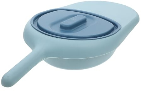 EXAOMBLE Bassin de Lit Anti-Débordement Bleu Couvercle Urinoir Portable pour Femmes Âgées et Patients Alités Conception Ergonomique Usage Nuit