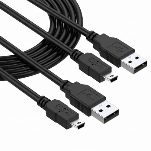 TwinkleHom Universal Ladekabel Mini USB Kabel für PS3 Konsole, USB 2.0 A auf Mini B Ladekabel für Dash Cam Kabel, GoPro, MP3-Player, Digitalkameras, 2 Stück, 1,8 m