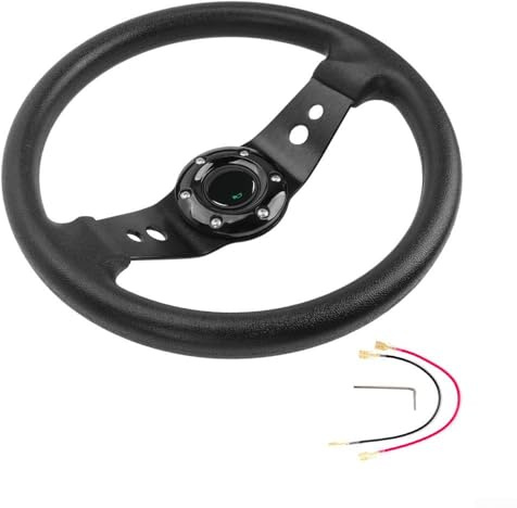 HomeVortex 13-Inch Racing Steering Wheel 320mm Round PU Leather Gaming Simulator Controller with Aluminum Alloy Core for PC For PS4 For Xbox Racing Stands Black(Black)
