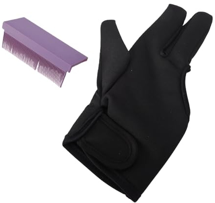 Nosqew Guante de Peluquero de 3 Dedos, Resistentes Al Calor con Peine de Hierro Plano de Fibras de Carbono de Nailon para Peinar el Cabello