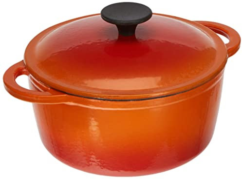 Crealys 501603 Cocotte Fonte Ronde 2,5 L Orange Flamme Diamètre : 21 cm
