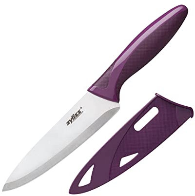ZYLISS ZYLISS Utility Paring Kitchen Knife with Sheath Cover, 5.5-inch Stainless Steel Blade, Purple Bouchon d'oreille 6 Centimeters Argenté (Silver)