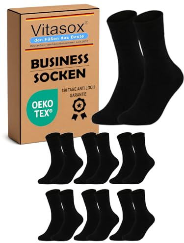 Vitasox Chaussettes business en coton pour homme sans élastique sans couture unies 6 ou 12 paires