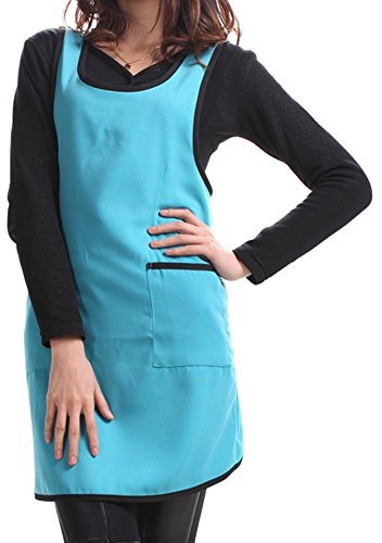TININNA Llanura delantal bolsillo delantero para Carnicerias Cocineros Cocina Cocinar Artesania Hornear Camarero Mujeres Niñas Azul