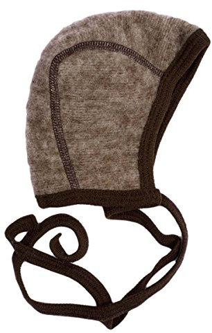 Cosilana Baby Häubchen aus 100% Wolle Fleece (kbT) (74/80, Braun-Melange)