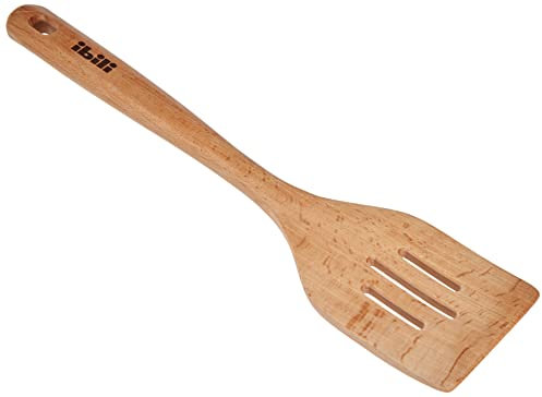 Ibili ESPATULA Perforada Madera 30 CM, Stainless Steel, marrón