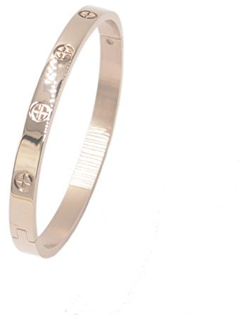 Luxus vergoldeter Edelstahl einfacher Stil Liebe Armreif Armband för Frauen(Rose in Größe16)