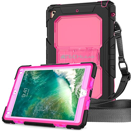 TECHGEAR VANGUARD Case fits New Apple iPad 9.7 2018/2017 - Tough Rugged HEAVY DUTY Armour ShockProof Long Survival Protective Case with Stand and Shoulder Strap - Fits 5th & 6th Gen iPad 9.7
