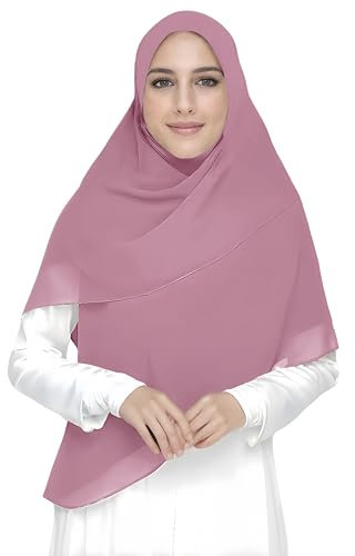 Lina & Lily Premium Chiffon Damen Muslim Hijab Kopftuch Schal Quadrat 145 x 145cm (Dusty Rose)