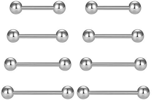 Longita Brustwarzenpiercing Zungenpiercing 14G Chirurgenstahl Straight Barbells Zungenring Nippel Shield Ring Piercing Schmuck Stab 12mm 14mm 16mm 18mm